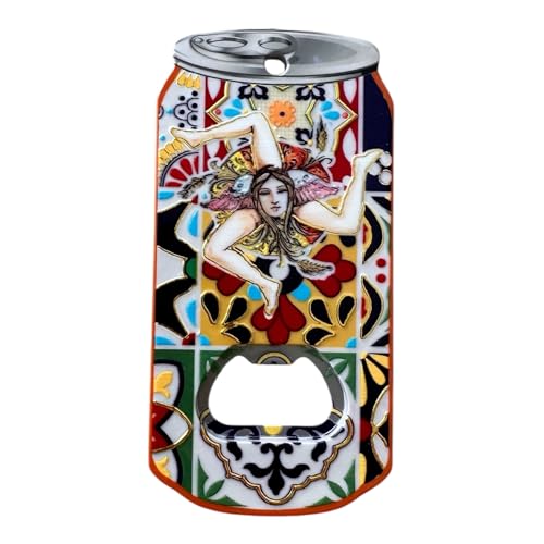 Magneti Apribottiglie Siciliani Decorativi, Design con Limoni e Motivi Tradizionali, Souvenir della Sicilia (Sicilia)