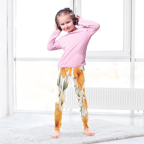 Bolaz Toddler Girls Leggings Printed Yoga Pants Leggings Yellow White Flower for Kids4