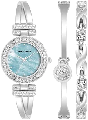 Anne Klein Women's Premium Crystal Accented Bangle Watch and Bracelet Set
