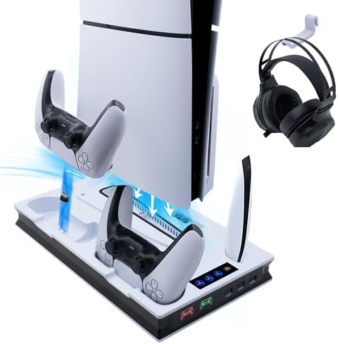 Wigearss PS5/PS5 Slim/PS5 Pro Soporte Vertical Ventiladores de...