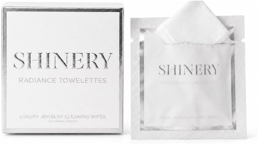 Toallitas Shinery Radiance Toallitas limpiadoras de joyería para llevar Limpiador de viaje para anillos Diamantes y joyas Sin enjuague Envuelto individualmente Seguro para oro, plata y piedras preciosas