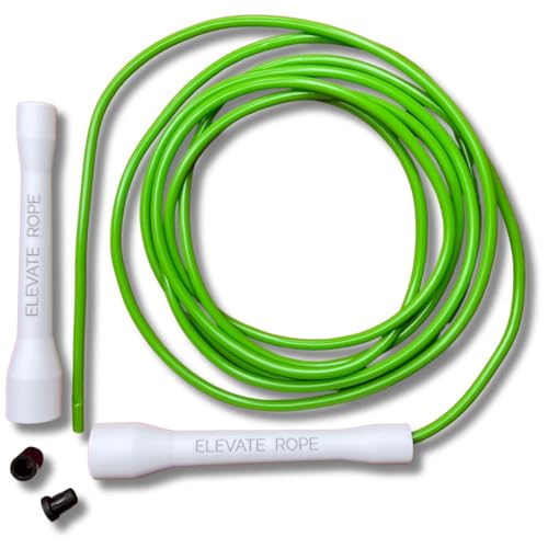 Elevate Rope Cuerda de velocidad profesional, cuerda de saltar ajustable de 3 m, PVC de 5 mm con núcleo de nailon para cardio (Lime Green)
