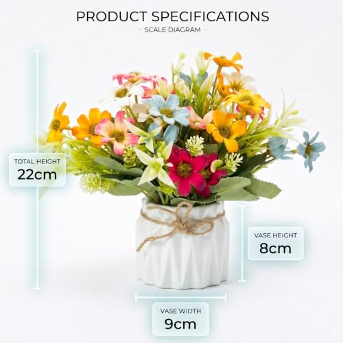 Image of Dekorly Artificial Lavender Plant in White Pot, 18cm - Realistic Faux Flower Arrangement for Home & Office Decor (Set of 1) (1, Gerbera Daisy Flower)