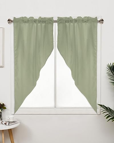Sage-Green-Swag-Valances-for-Windows-Farmhouse-Kitchen-Curtains-36-Inch-Length-2-Panels-Set-Pure-Sage-Green-Short-Curtains-for-Small-Windows-Rod-Pocket-Cafe-Curtains-Drapes-28×36 Sage Green Swag Valances for Windows Farmhouse Kitchen Curtains 36 Inch Length 2 Panels Set Pure Sage Green Short Curtains for Small Windows Rod Pocket Cafe Curtains Drapes 28×36