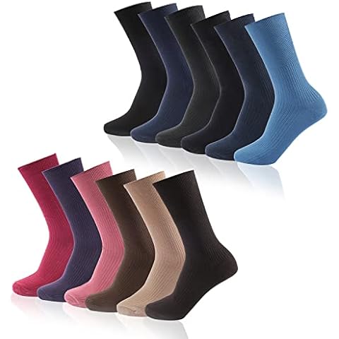 Hosierydirect Womens Non Elastic Extra Wide 100% Cotton Socks 12 Pack Dark Assorted Cover