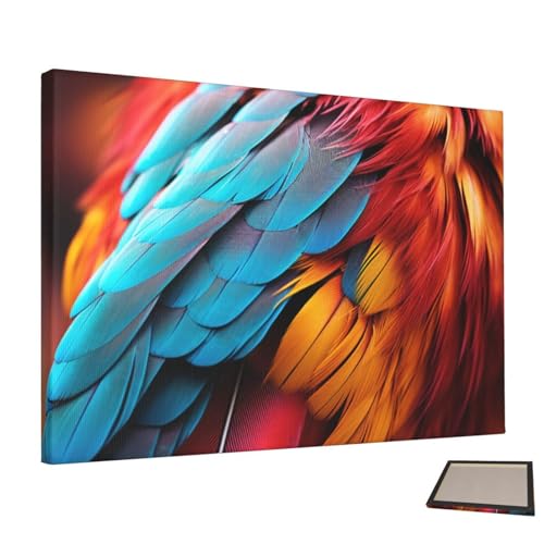 Peinture murale plumes colorées sans cadre HCLYvexiria pour salon
