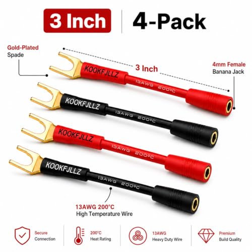 Adaptador Cable Conector Banana Jack a Horquilla 4mm 4 Unidades miniatura 2