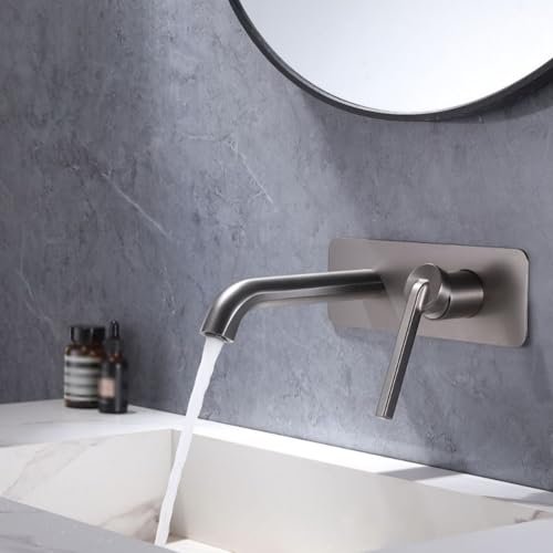 Mélangeur lavabo mural gris en laiton haut de gamme pour douche élégante - 2