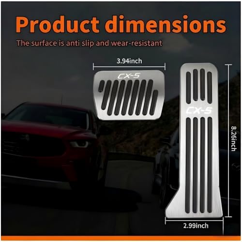 zoomto Anti Slip Aluminum Alloy Car Interior Foot Pedal Pads Accelerator Gas Brake Pedal Cover Kit for Mazda 2 3 6 CX-3 CX-5 CX-9 (Silver) by zoomto - Used condition - Image 3