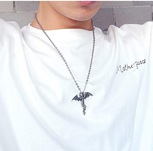 Dragon Dagger Necklace for Men or Women Stainless Steel Punk Gothic Vintage Look Mythical Pendant With Chain Fantasy Fashion Jewelry by Ginger Lyne - Image 5
