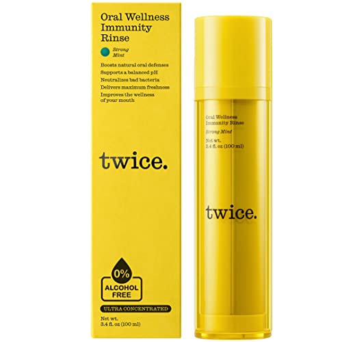 Twice Mouthwash Alcohol Free - Strong Mint - Next Gen, Premium Immunity Rinse - Teeth Whitening Mouthwash, Gum Health, and Fresh Breath - One Month Supply