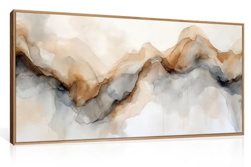 Ausril Abstract Neutral Framed Canvas Wall Art Set, Retro Watercolor Landscape Wall Decor, Modern Texture Art Prints, Minimalist Nature Wall Painting for Living Room, Bedroom, Office 20×40inches