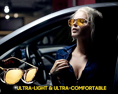 TJUTR Women's Night-Vision Glasses for Driving, Polarized Yellow Lens Reduce Glare Safety Nighttime UV Protection4