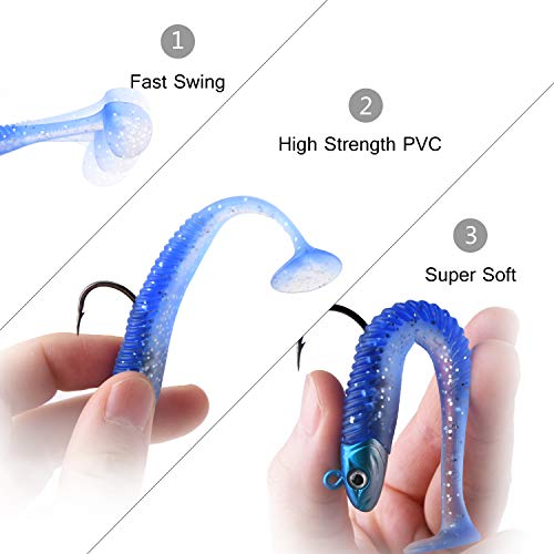 image for Goture Jig Head Swimbaits Paddle Tail Solid Body 3D Realistic Eyes Sal