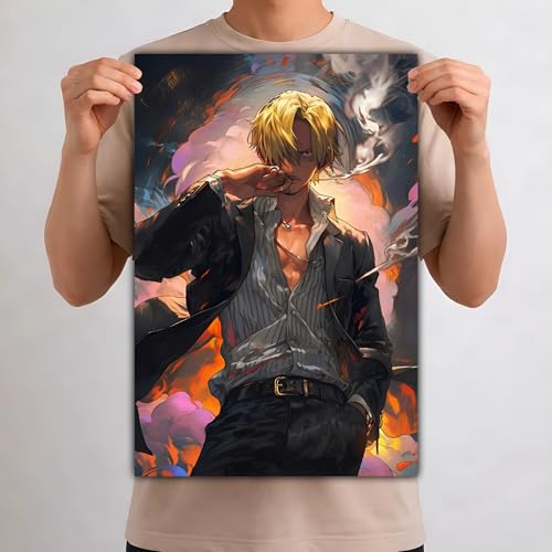 Image of Aniculture One Piece Anime Posters, Pack of 3, A3 Size (30x42 cm), 300 GSM, Adhesive Back, HD Prints, Wrinkle-Free, Luffy, Zoro, Sanji