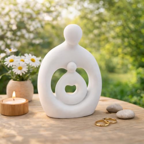 Image of CraftVatika Mother & Baby Statue Showpiece, Resin Mother Child Figurine for Home Decor, Motherhood Sculpture, Housewarming Gift, Anniversary & Shower Gift for Mom-to-Be