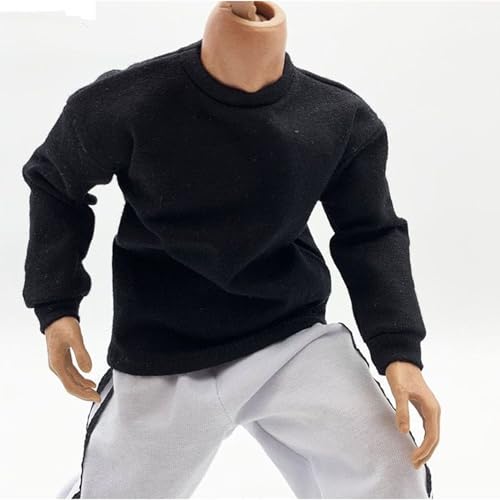 Sweatshirt pour poupées homme 1/6 vêtement noir figurine