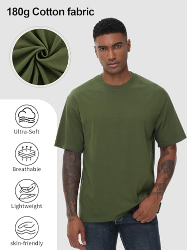 Image of KEEPSHOWING Mens Oversized Short Sleeve T-Shirts Cotton Loose Fit Tees