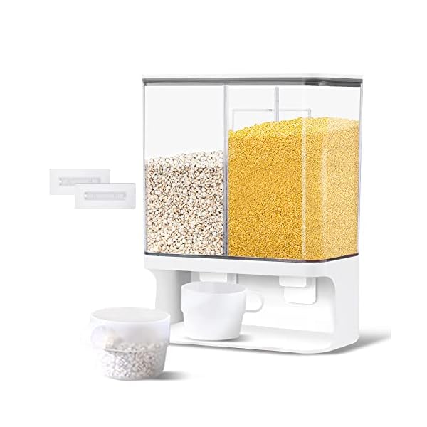 105Oz-Wall-Mounted-Dry-Food-Dispenser-Food-Storage-Containers-for-Rice-Beans-Pet-Food-More-Not-for-Oatmeal Food Storage Containers for Rice