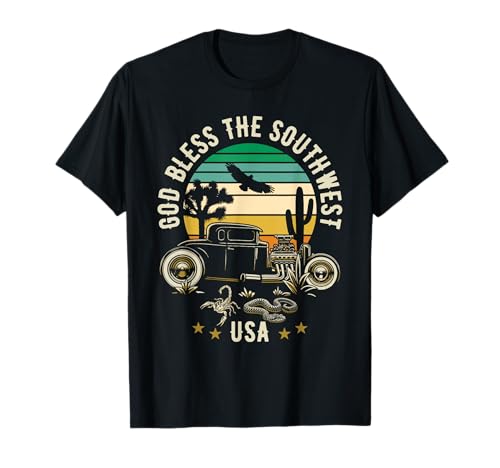 God Bless The Southwest USA Hotrod Diseño de estilo retro Camiseta