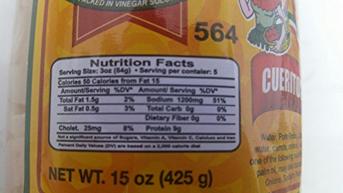 Pork Skins in Brine Cueritos En Vinagre Us Inspected 15 Oz 1 Plastic Jar