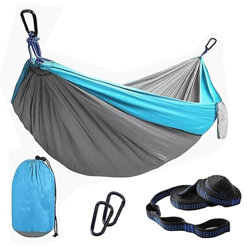 Camping Hammocks, Double & Single Hammock with Tree Straps,Portable Lightweight Parachute Nylon Camping Gear for Outside Hiking Beach Backpack Survival Travel- Up to 500lbs