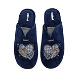 DeValverde - Zapatilla de Casa para Mujer - Corazones Patchwork y Confort - 1181 para: Mujer Color: Marino Talla: 37