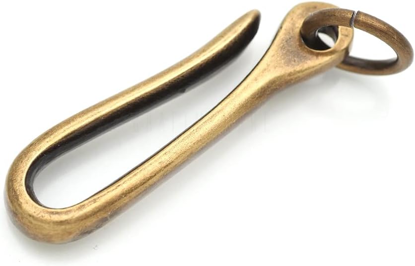 CRAFTMEMORE Japanese Fish Hook Keychain Wallet Holder Belt Clip Leathercraft Accessories 2" Long Pack of 2 (Antique Brass)
