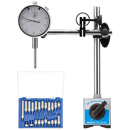 Nachee Dial Indicator With Magnetic Base Holder Differential Backlash Gauge 0-1.0" Tester Gage Gauge Fine Adjustable Long Arm 0.001" Precision #TOP1