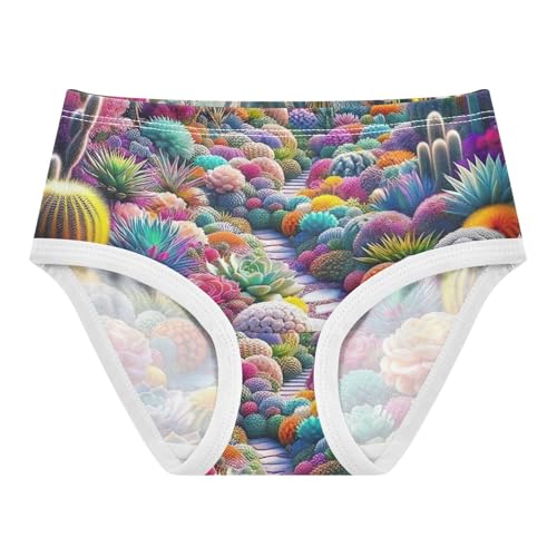 Toddler Briefs, Colorful Succulents Garden Cotton Underwear Girls, 2T–8 Years