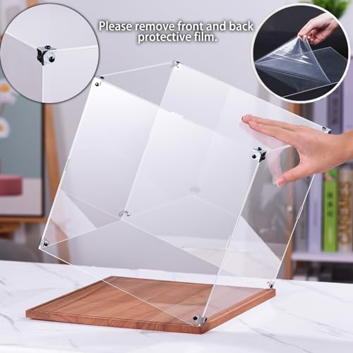 Display Case with Wooden Base for Collectibles Assemble Clear Acrylic Box Alternative Glass Case for Action Figures Home Storage & Organizing Toys (10x10x10 inch; 25x25x25 cm) - Thumbnail 2