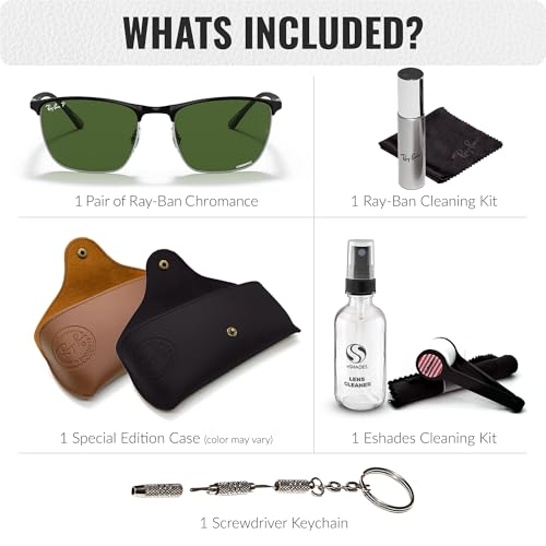 Image of Ray-Ban RB3686 CHROMANCE POLARIZED Square Shape Sunglasses for Men & Women with Official Eyewear Kit