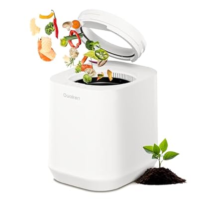 Ouaken Electric Composter for Kitchen, 4L Smart Countertop Compost Bin, Odorless | Low Noise | Auto-Cleaning | Turn Food Waste into Fertilizer Within 3 Hrs