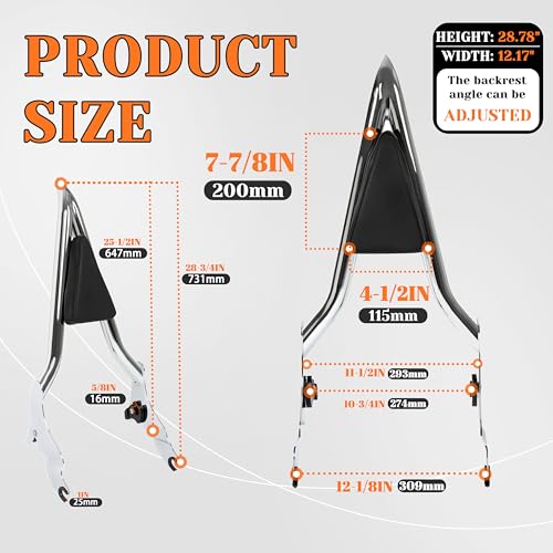 image for HECASA Detachable Backrest Sissy Bar Compatible with 2009-2024 Harley 