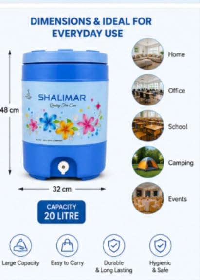 Image of Plastic Water Jug | Food Grade | Insulated Water jug Cool Chilled Water Camper jar