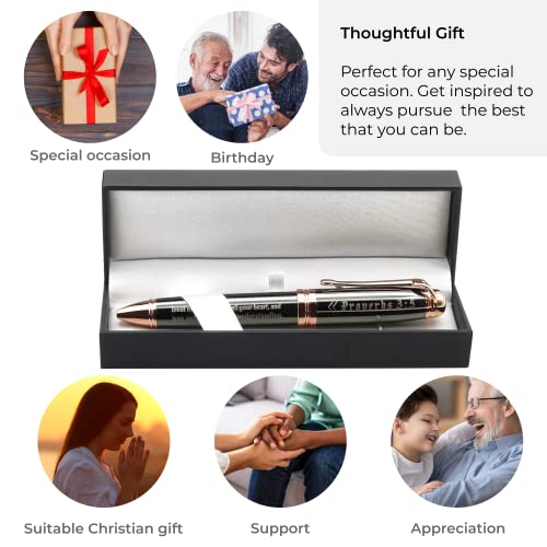 Inkstone Proverbs 3:5 Engraved Gift Pen - Trust in the Lord with All Your Heart - Inspirational Christian Scripture Bible Prayer Gift - Ballpoint Pen with Gift Box - Ideal Christian Pens for Women