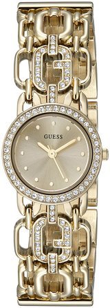 �Q�X GUESS Women's U0576L2 Feminnie Gold-Tone Watch with Genuine Crystals & Self-Adjustable Links ���� ���f�B�[�X �r���v �y���s�A���i�z