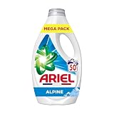 Ariel Alpine Lessive Liquide, 50 Lavages, Action Détachante En 1 Seul Lavage, Impeccable Même à Froid, Fabriqué en France