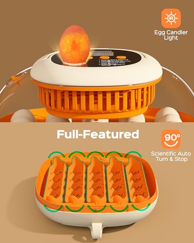 25 Egg Incubator for Hatching Chicks, Automatic Egg Turner with Thermometer Seat and Humidity Control, Egg Candler, 360° View with Clear Window