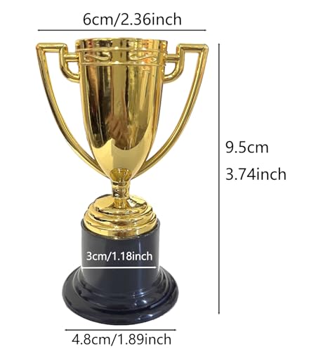 YYaaloa 6 Pack Mini Trophies Plastic Gold Award Trophy Cups 4 Inch for Awards for Party Favors, Props, Rewards, Winning Prizes Props,Sports Tournaments,Competitions (6 Pack)
