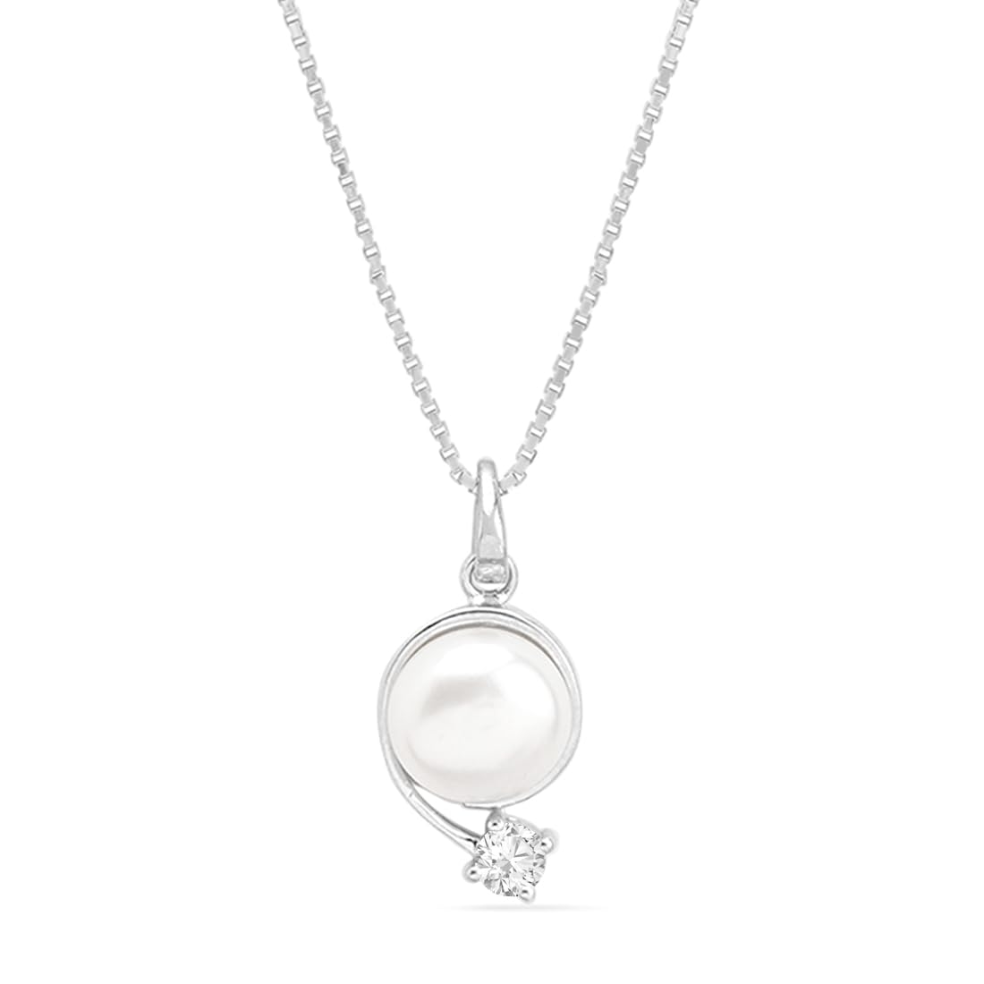 ZAVYA 925 Sterling Silver Gorgeous Rhodium Plated Chain with Pearl Pendant and Cubic Zirconia CZ Drop | Gift for Women & Girls | With Certificate of Authenticity and 925 Hallmark (B0BCC8YKY4) Amazon Price History, Amazon Price Tracker