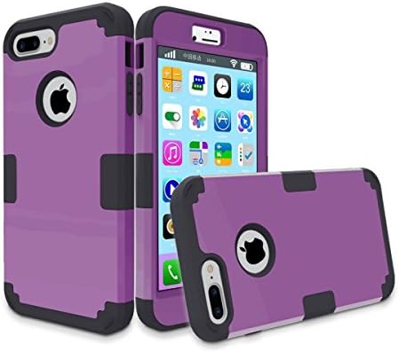 LONTECT for iPhone 7 Plus Case Hybrid Heavy Duty Shockproof Full-Body Protective Case with Dual Layer [Hard PC+ Soft Silicone] Impact Protection for Apple iPhone 7 Plus - Purple/Black