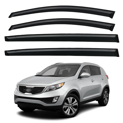 Image of Window Visors Rain Guards for 2011-2016 Kia Sportage, Out-Channel Window Vent Wind Deflectors Visors Shades for 11-16 Sportage