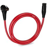 LyxPro 6 Feet Right Angle XLR Female to Male 3 Pin Mic Cord for Powered Speakers Audio Interface Professional Pro Audio Performance Camcorders DSLR Video Cameras and Recording Devices - Red