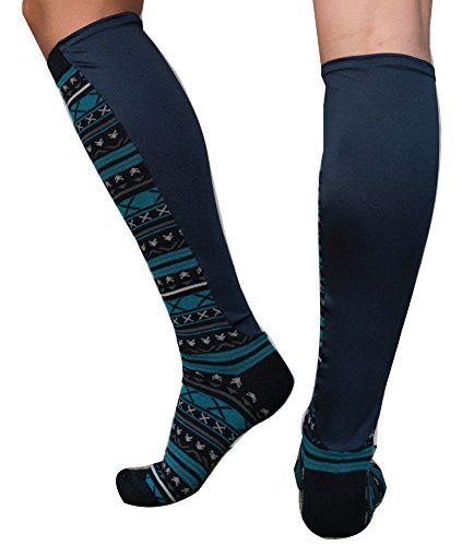 Xpandasox Women's Plus Size/Wide Calf Cotton Blend Stripe Knee High Socks