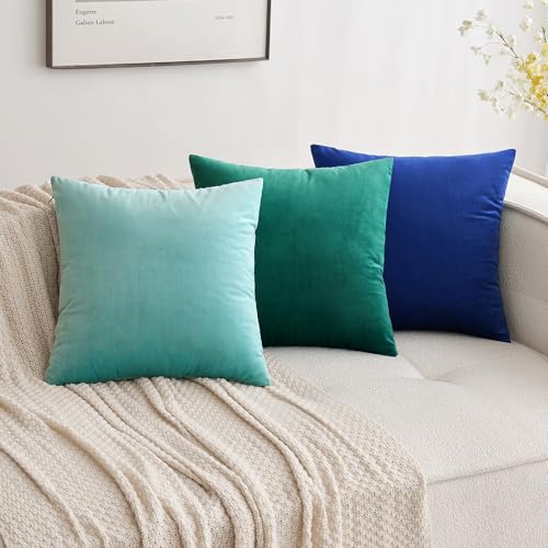 Image of MIULEE Velvet Throw Pillow Covers 20x20 Inch, Pack of 2 - Royal Blue, Soft Solid Decorative Pillow Covers Cushion Cases Modern Luxury Home Decor for Couch Sofa Bedroom Livingroom