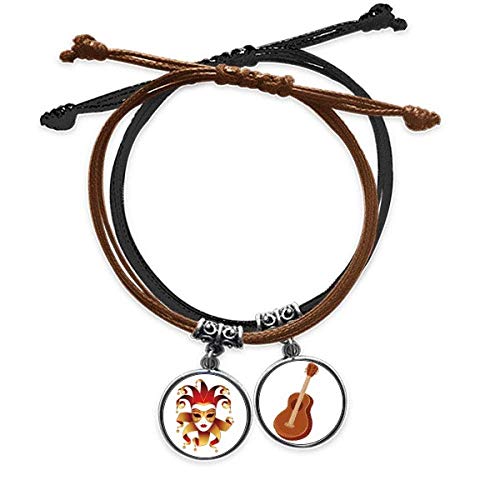 Pulsera de cuerda ajustable estilo Carnaval de Venecia con dije de guitarra