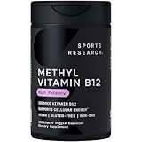 Sports Research® Vitamin B12 as Methylcobalamin 2000mcg - Plant Based B12 w/Coconut MCT Oil for Energy Metabolism Support - Vegan Certified · Non-GMO · Gluten Free - 120 Liquid Caps