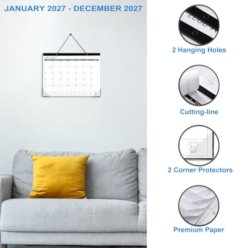 Image of 2027 Desk Calendar - Desk Calendar 2027, Jan. - Dec. 2027, 14.6 inch x 11.5 inch | 2027 Calendar 12 Months, Desk Calendars with Corner Protectors, Large Ruled Blocks, Thick Paper, Desktop Calendar for Planner