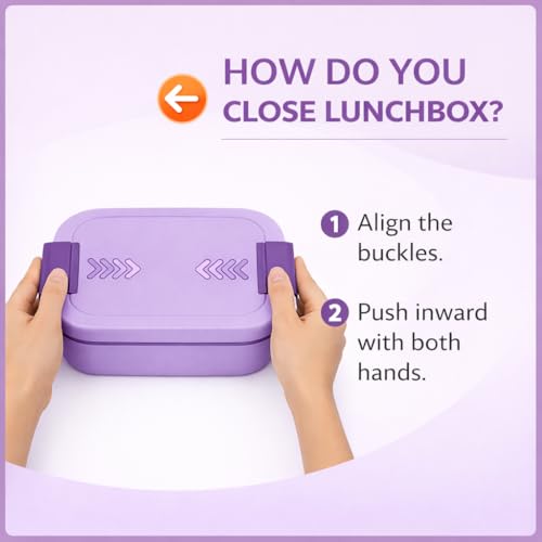 Image of YELONA Lunch Box for Office & Kids 1900ML | Double Layer Leakproof Bento Box with 5 Compartments | Microwave Safe, Built-in Spoon & Fork, BPA Free Tiffin Box - Purple